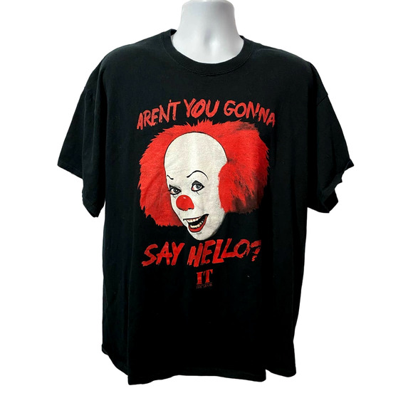 IT Pennywise Black T-Shirt Adult 2XL Aren't You Gonna Say Hello? - Picture 1 of 8